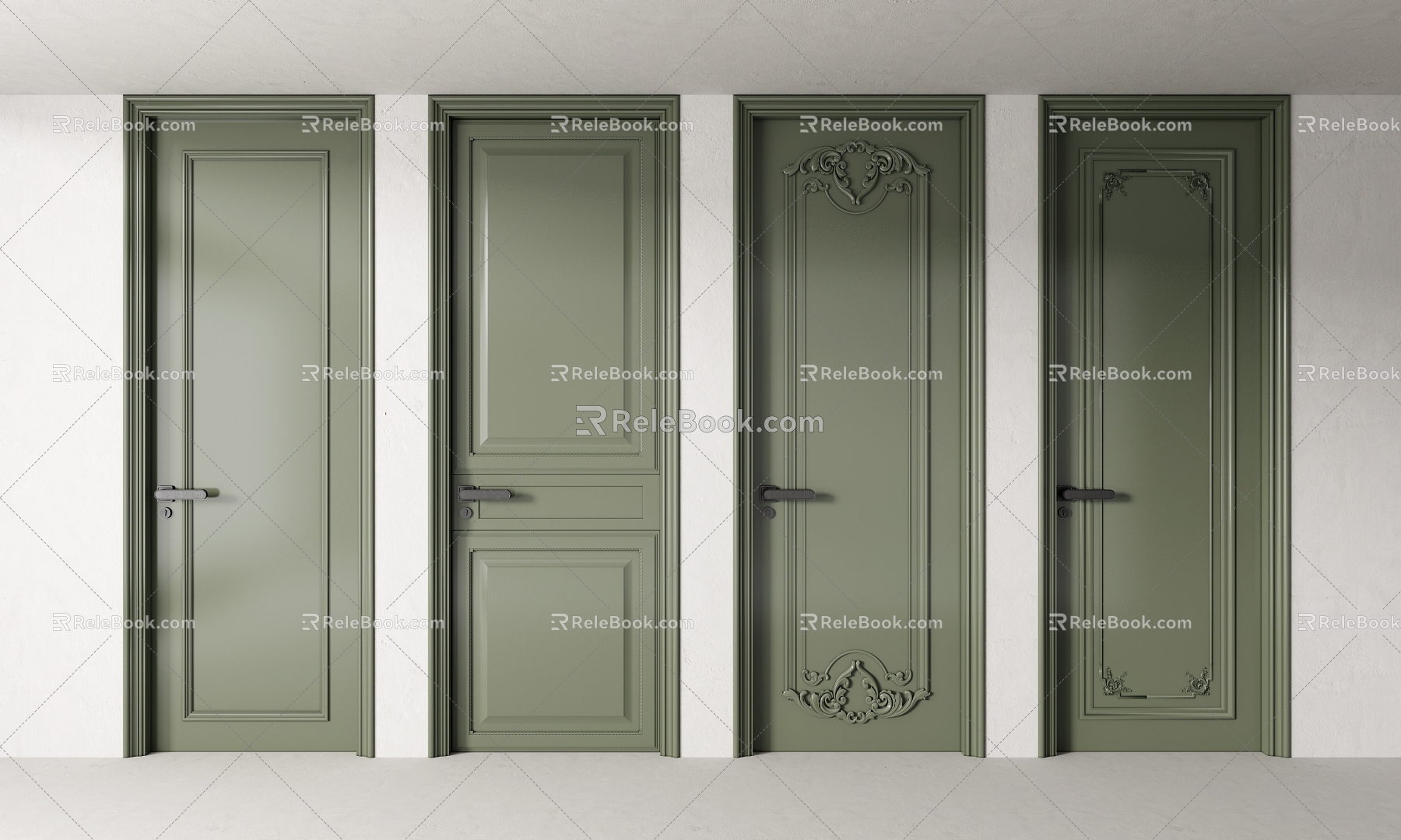 French Single Door 3d model