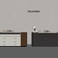 POLIFORM Modern Elegant Dressers In Brown White Dark Gray With Table Lamps And Decorative Items