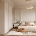 Cream French Style Bedroom 3d model