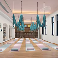 Modern Fitness Gym Space With Treadmill Exercise Bike Dumbbells Mirrors And Wooden Floor