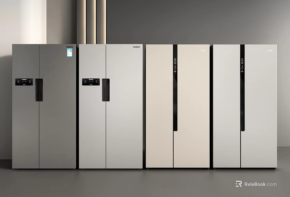 Modern Design Refrigerators Showcased Side by Side with Different Colors and Finishes 3d model 