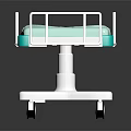 Medical Equipment Hospital Bed With White Frame Blue Mattress Side Rails And Wheels