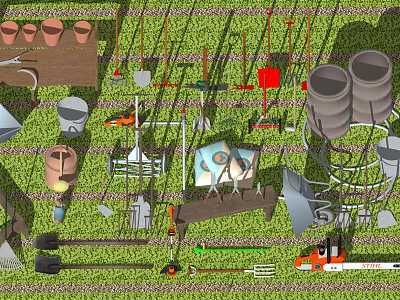 Essential Hardware Tools Collection With Shovels Rakes Saws Buckets And Garden Equipment 3d model