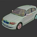 White BMW Hatchback Car With Sleek Design And Alloy Wheels On Reflective Surface