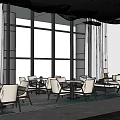 Modern Hotel Lobby Interior With Large Windows Gray Pillars White Chairs And Carpet