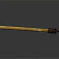 Rusty Axe With Yellow Wooden Handle And Metal Head On Dark Reflective Surface