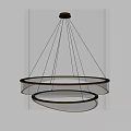 Modern Double Ring Chandelier With Illuminated Metallic Frame Hanging In Minimalist Interior