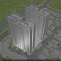 Modern High Rise Residential Buildings Surrounded By Greenery Roads And Parking Area