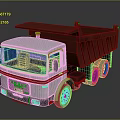 White Cab Red Dump Bed Truck With Large Wheels And Classic Design 3d model