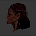 3D Head Sculpture With Braided Hair Decorative Headband And Dangling Earrings