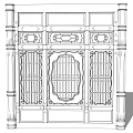 Traditional Chinese Wooden Partition With Lattice Grille Golden Accents And Blue Central Panel