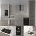 Modern Kitchen Interior Design With Marble Island Countertop Cabinets And Wine Storage Appliances