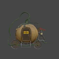 Creative Detailed Pumpkin Carriage Shaped Edible Food Art With Wheels Door Windows And Lantern