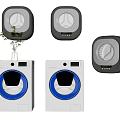 Modern Sleek Washing Machine Models With White And Black Front Load Designs 3d model