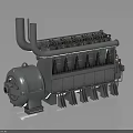 High Quality Automotive Metal Car Engine With Multi Cylinder Design And Exhaust Pipes