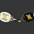 Stylish Sports Rackets White And Black With Yellow Logos Gold Accents Shiny Surface