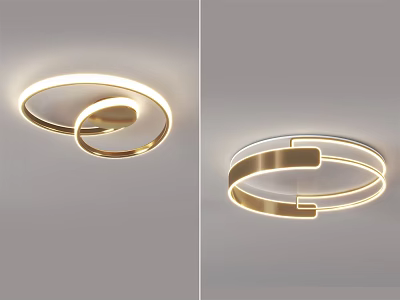 Modern Minimalist Golden Circular LED Ceiling Light with Stylish Ring Design 3d model