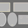 Modern LED Illuminated Mirrors In Oval Rectangular Shapes With Decorative Patterns 3d model