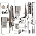 Organized Bathroom Daily Essentials With Towels Shelves Hooks And Storage Solutions