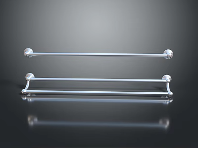 Stainless Steel Double Towel Rack For Bathroom With Polished Ends 3d model