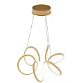 Elegant Golden Modern Chandelier With Intricate Circular Ring Design Suspended From Ceiling
