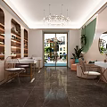 Modern Elegant Beauty Salon Interior With Open Space Marble Floor Mirrors And Plants