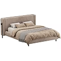 Two Modern Upholstered Beds With Neutral Bedding And Soft Headboard Design 3d model