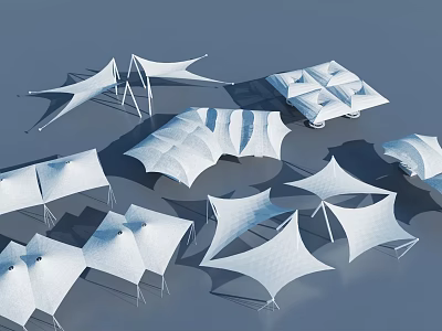 Modern Tensile Membrane Structures With Various Designs And Shapes For Architecture 3d model
