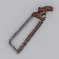 Rusted Industrial Hacksaw With Wooden Handle Metal Frame And Sharp Saw Blade