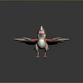 Cute Fantasy Flying Creature with Orange Red Wings and White Body 3D Model Design