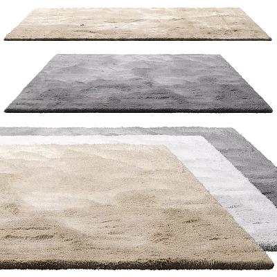 Soft Textured Square Rugs In Gray Beige White Tones For Modern Home Decor 3d model