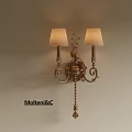 Vintage MolteniC Wall Light With Two Lampshades And Brass Decorative Design