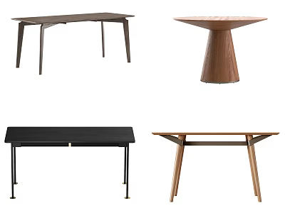 Modern Coffee Table Styles With Wooden Tops And Metal Legs In Various Shapes 3d model