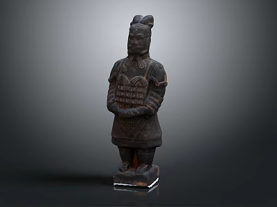 Intricate Terracotta Warrior Sculpture Carving Ancient Chinese Hand Carved Warrior Figure Artwork 3d model