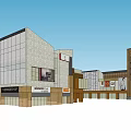 Modern Commercial Complex With Glass Curtain Walls Stone Facades And Brand Stores