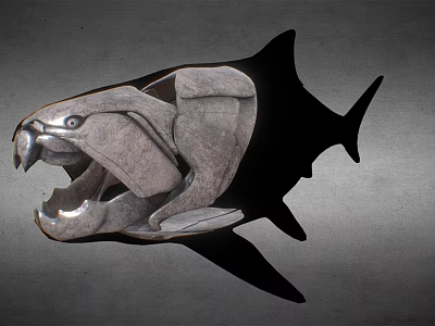 Aquatic Animal Shark 3D Model With Mechanical Detailed Open Mouth Structure 3d model