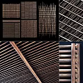 Natural Rustic Wall Decor With Bamboo Wooden Grid Striped Woven Patterns