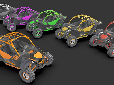 Off-road vehicle cartoon off-road vehicle kart car desert sand washing cartoon car toy car 3d model