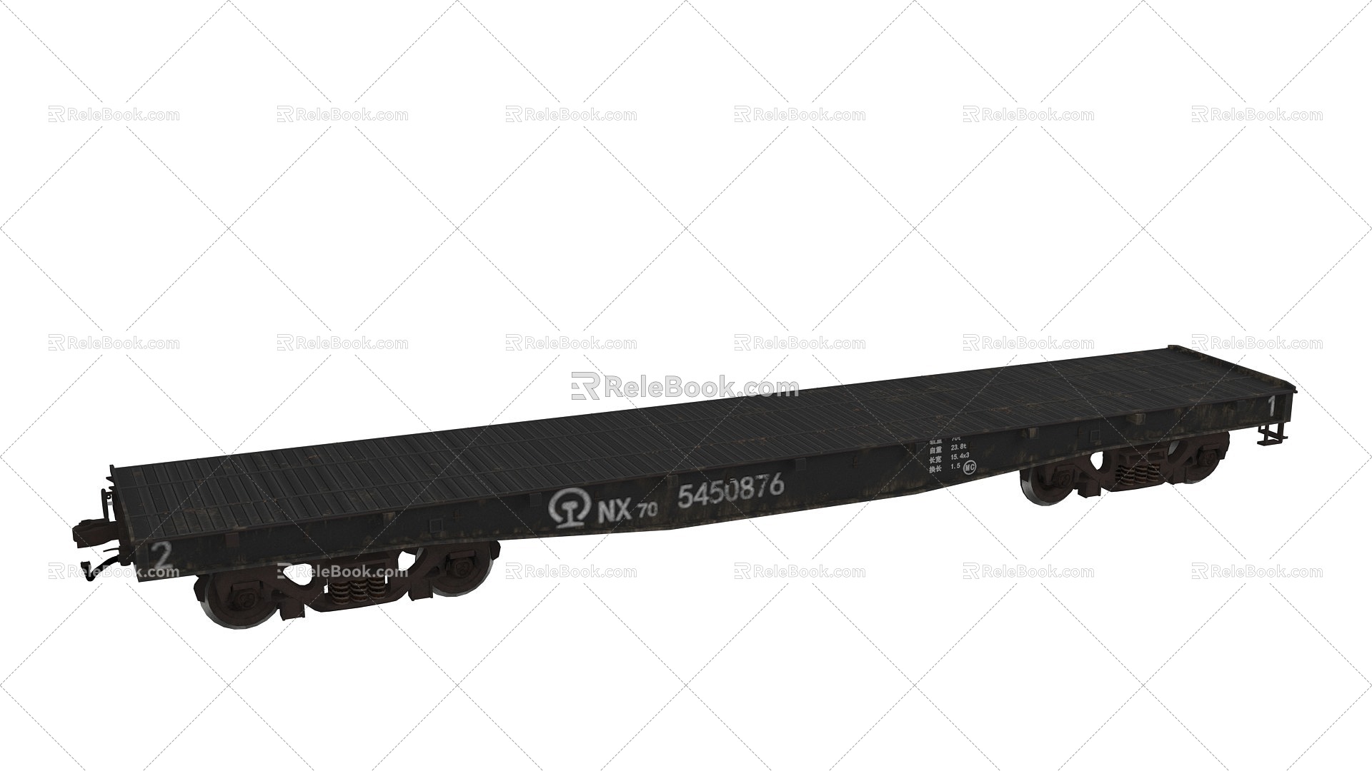 train flat car high-speed rail flat car freight train rail car 3d model