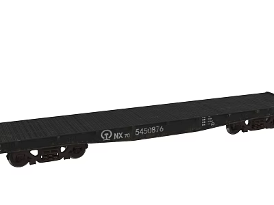 Black Railway Flat Car With NX 5450876 Identification And Steel Deck 3d model