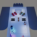 Exhibition Space Design With Multiple Display Booths Lighting And Exhibits Layout 3d model