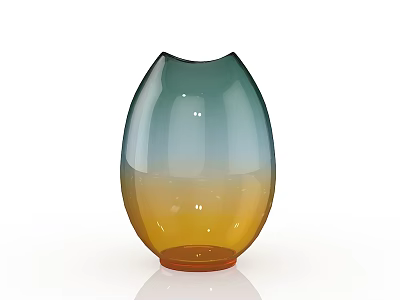 Gradient Glass Vase With Blue Yellow Orange Ombre Design And Oval Shape 3d model