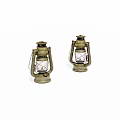 Two Vintage Kerosene Lamps With Metal Frames And Glass Shades For Decor