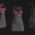 Fitted Gray Tank Dress with Crisscross Straps and Pink Brown Straps