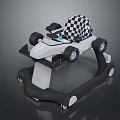 Baby Walker With Race Car Design Checkerboard Seat And Four Wheels For Toddlers