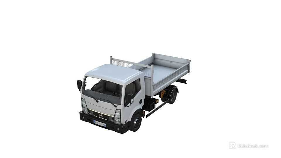 White Flatbed Truck With Open Cargo Bed For Commercial Transportation 3d model
