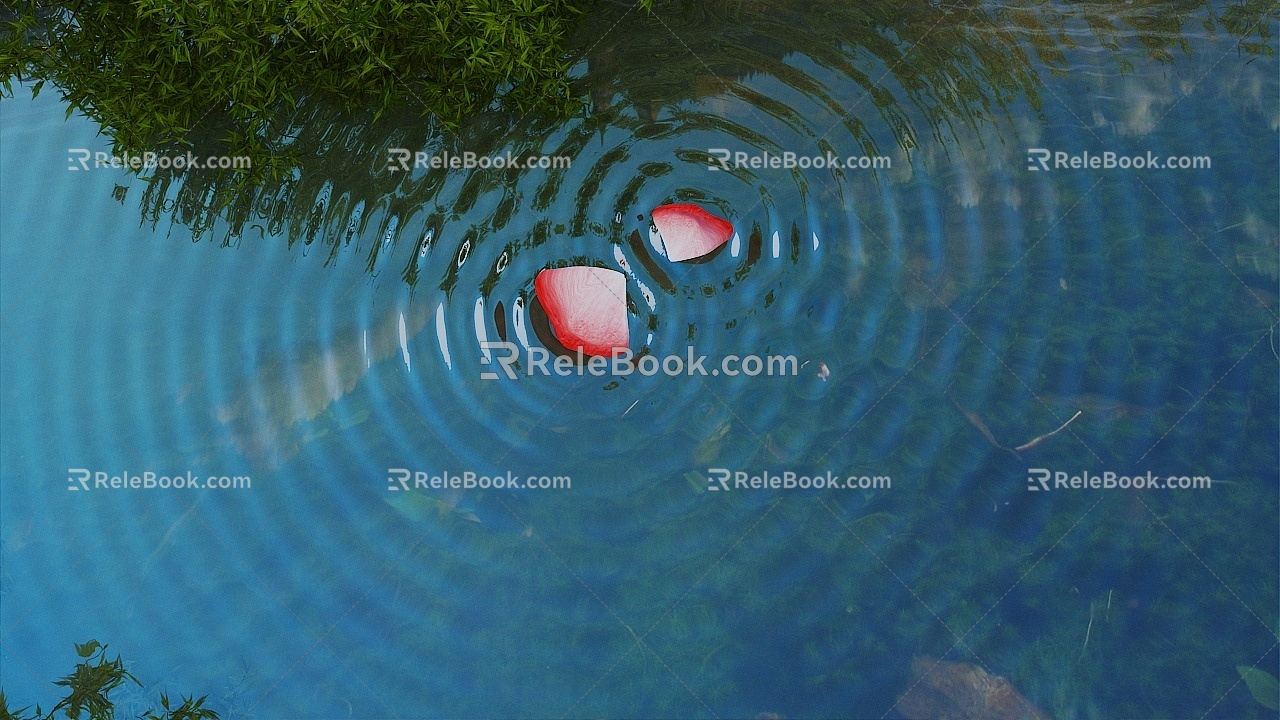 Ripple Petals Waterscape Animation Lake Scenery 3d model