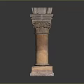 Classical Stone Column With Intricate Carved Decorations Ornate Base And Top Recessed Design