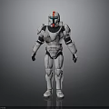 White Armored Warrior Figure With Red Blue Details 3D Model Design