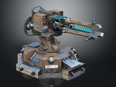 Sci Fi Mechanical Arm With Metallic Structure And Blue Glowing Elements 3d model